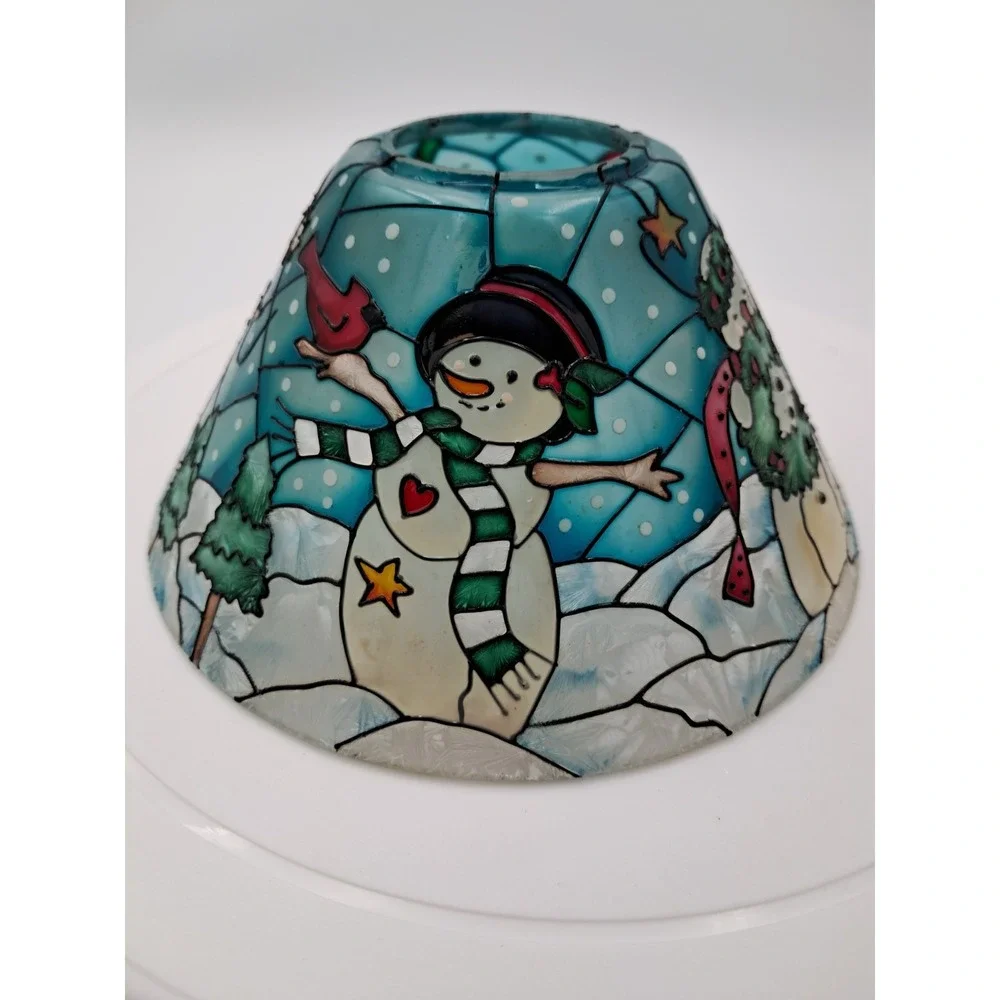 Hand‎ Painted Snowman Theme Joan Baker Designs Tiffany Style Lamp Shade - Picture 2 of 9